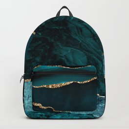 Teal Blue Emerald Marble Landscapes Backpack | Agate, Marble, Gold, Geode, Turquoise, Nature, Emerald, Boho, Teal, Scandi 