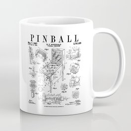 Pinball Arcade Gaming Machine Vintage Gamer Patent Print Mug