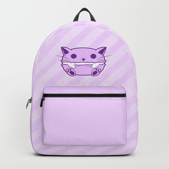 Purple Kawaii Cat Macaroon Backpack by alexandria_kuo