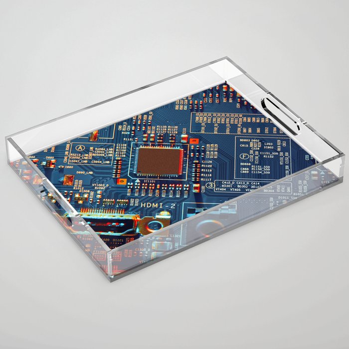 Electronic circuit board close up.  Acrylic Tray