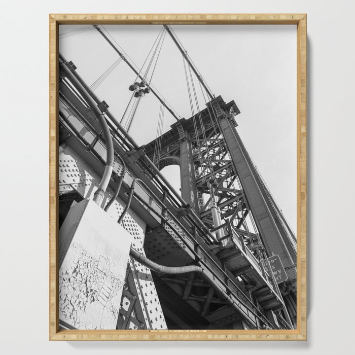 Manhattan Bridge Black and White | New York City | Travel Photography Serving Tray
