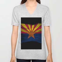 Arizona state flag brush stroke, Arizona flag background V Neck T Shirt