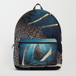Metallic Stingray Backpack | Kelp, Stingray, Black, Curated, Plants, Deepsea, Aqua, Sea, Nature, Marine 