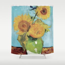 Three Sunflowers in a Vase by Vincent Van Gogh Shower Curtain