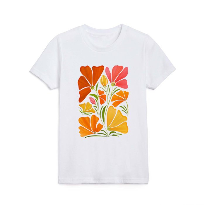 Spring Wildflowers Floral Illustration Kids T Shirt