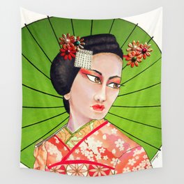 Anzu -- Geisha painting Wall Tapestry