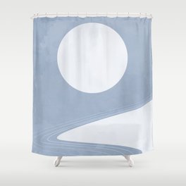 Moon and Road - Minimalist Scandinavian 2 Shower Curtain