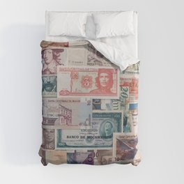 Banknote Pattern Money From World Cuba Sweden Italy Australia Quatar Russia Mozambico And More Edit View Duvet Cover