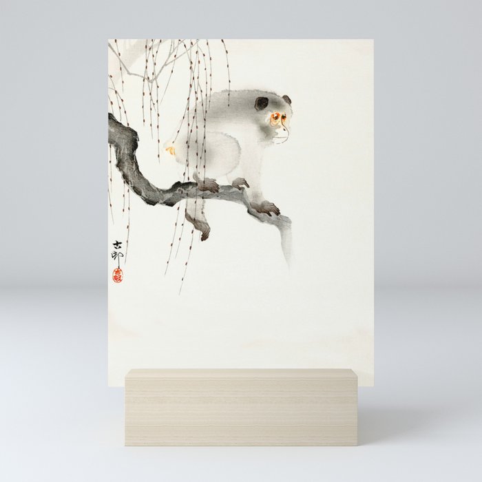 Monkey on tree branch - Vintage Japanese Woodblock Print Art Mini Art Print