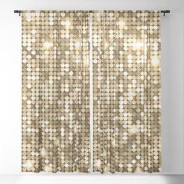 Golden Metallic Glitter Sequins Sheer Curtain