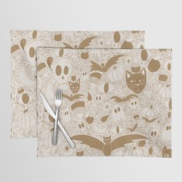 Spooky Season Pattern - Brown & White Placemat