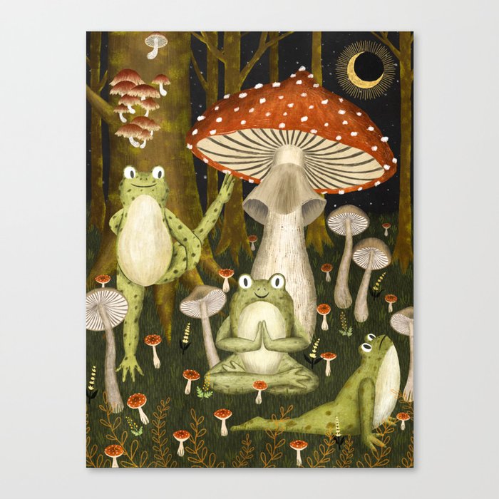 mushroom forest yoga Canvas Print