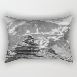 Black and white cairn in the french alps - vintage hiking mountains - landscape and travel photography Rectangular Pillow