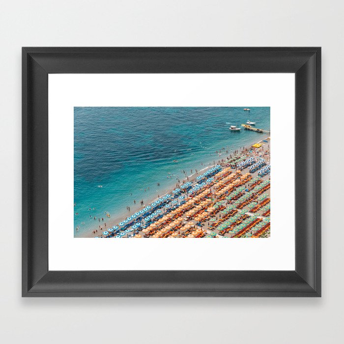 Positano Beach Aerial Framed Art Print