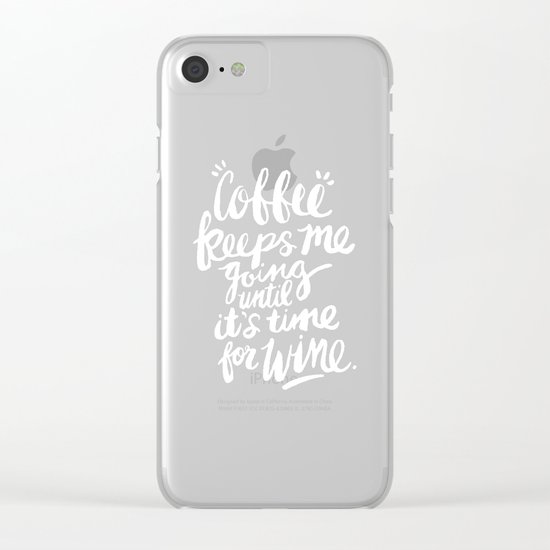 Coffee & Wine – White Ink Clear iPhone Case
