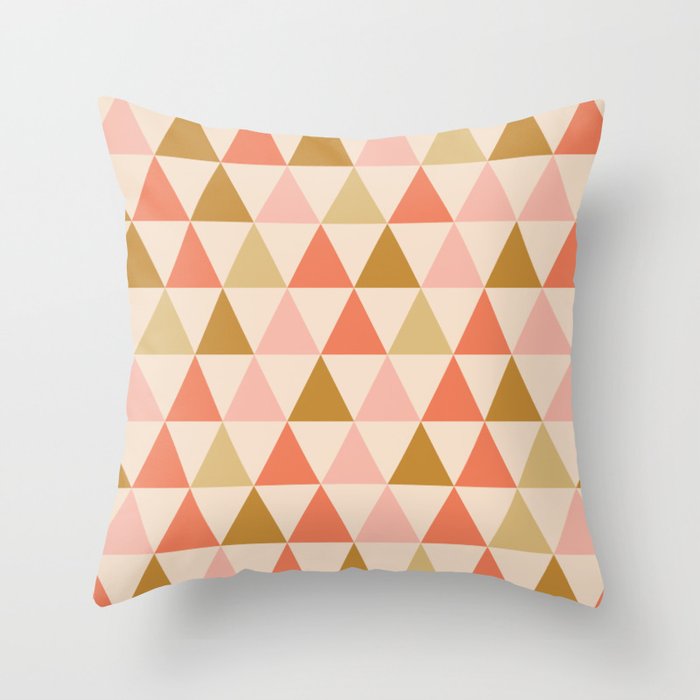 Arrow Pattern 1 in Ochre Gold Tones and Millennial Pink. Geometric Minimalism Throw Pillow