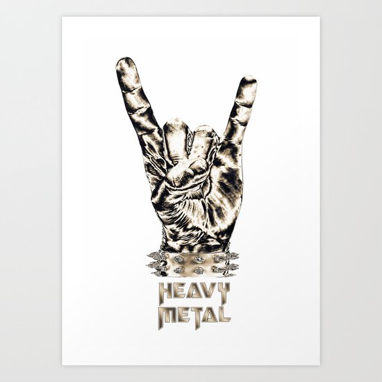 Heavy Metal Sign Text Rock Art Music Art Heavy Metal Hand Poster