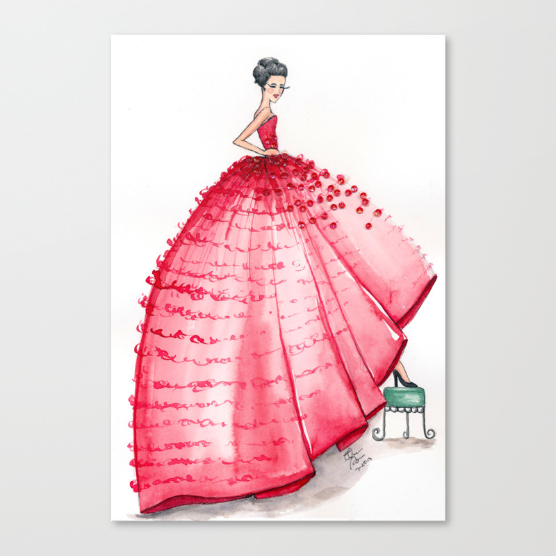 red couture gown