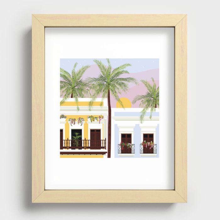 Puerto Rico Houses in the Sunset Recessed Framed Print