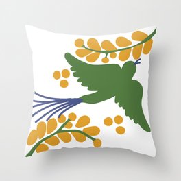 Talavera bird 7, green and orange Throw Pillow