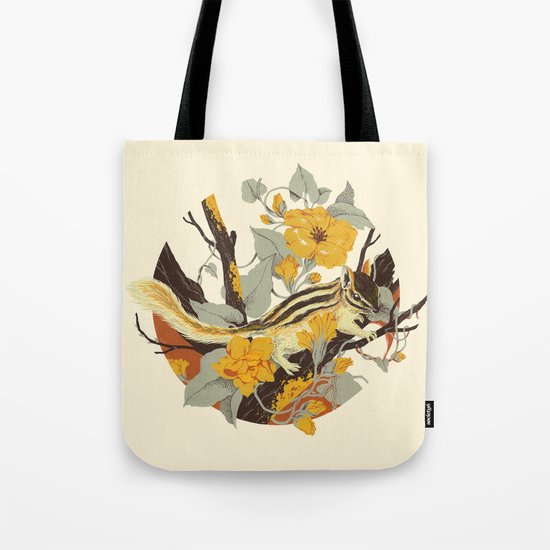 Chipmunk & Morning Glory Tote Bag