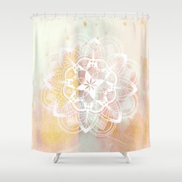 Lotus white mandala on pink Shower Curtain