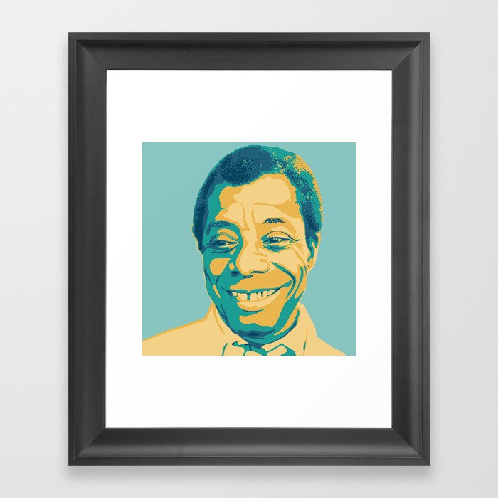 James Baldwin Portrait Teal Gold Blue Framed Art Print