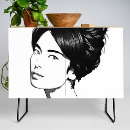young modern girl - line art Credenza