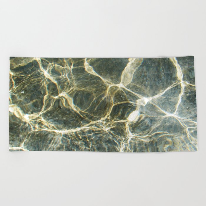 Golden Ripples Jade Sea Beach Towel