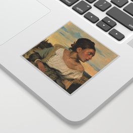 Portrait of a Woman; Girl at the Cemetery female painting by Eugene Delacroix for bedroom, living room, home wall decor Sticker