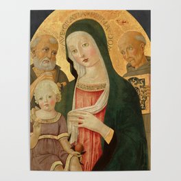 Madonna and Child with Saint Jerome and Saint Bernardino of Siena by Benvenuto di Giovanni Poster