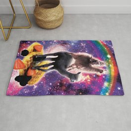 Space Cat Llama Alpaca Riding Waffles Area & Throw Rug