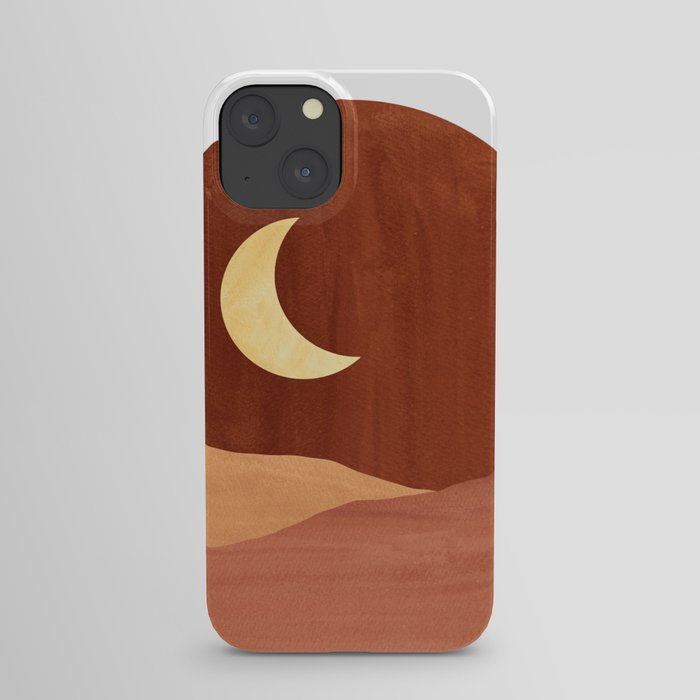 TERRACOTTA NIGHT, abstract landscape, moon and desert iPhone Case