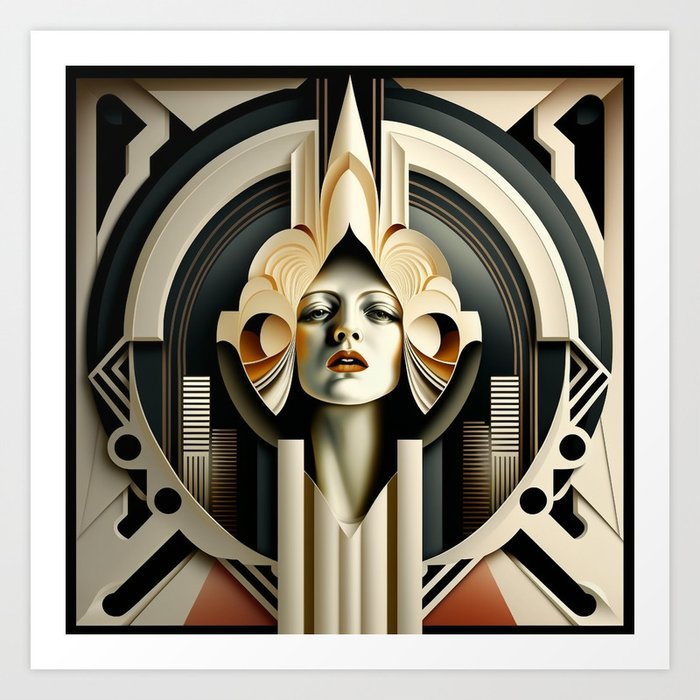 Art Deco Industrial Futurism Female Abstract Art Print by SPACEfog ...