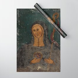 Saint Gertrude the Great Vintage Mexican Painting Wrapping Paper