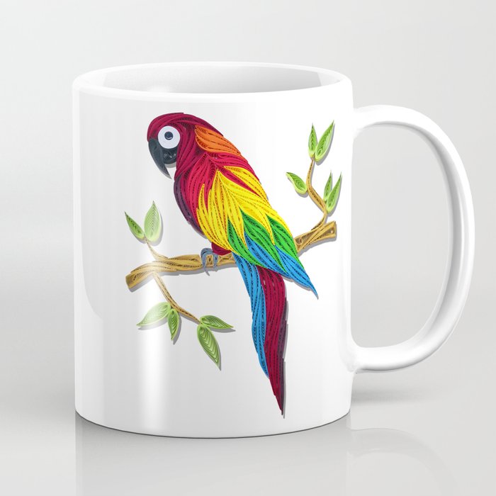 A Colorful parrot from Nature in Quilling Paper Design Coffee Mug