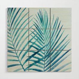 Turquoise Watercolor Palm Fronds Wood Wall Art