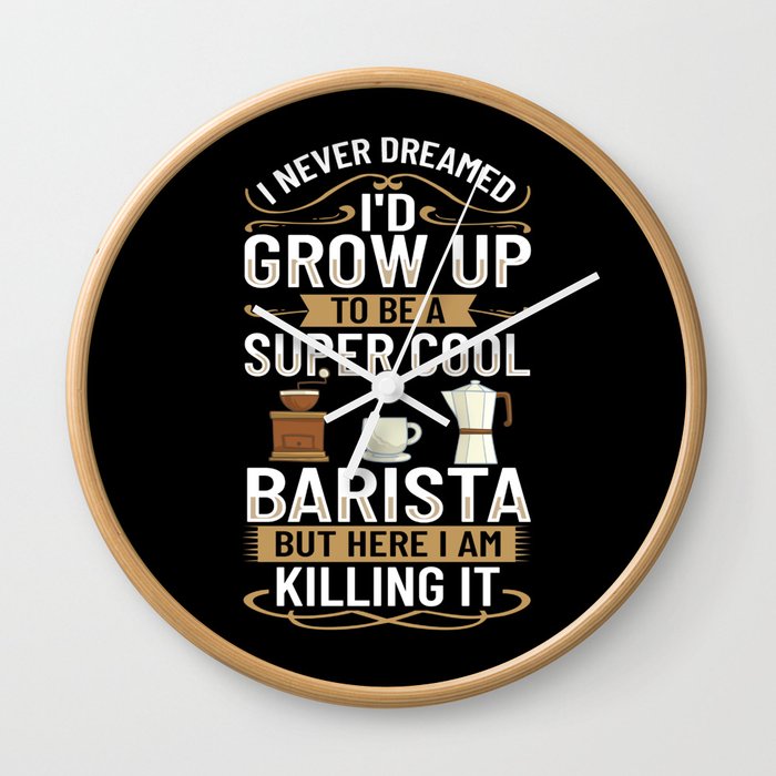 Barista Coffee Machine Coffeemaker Espresso Milk Wall Clock