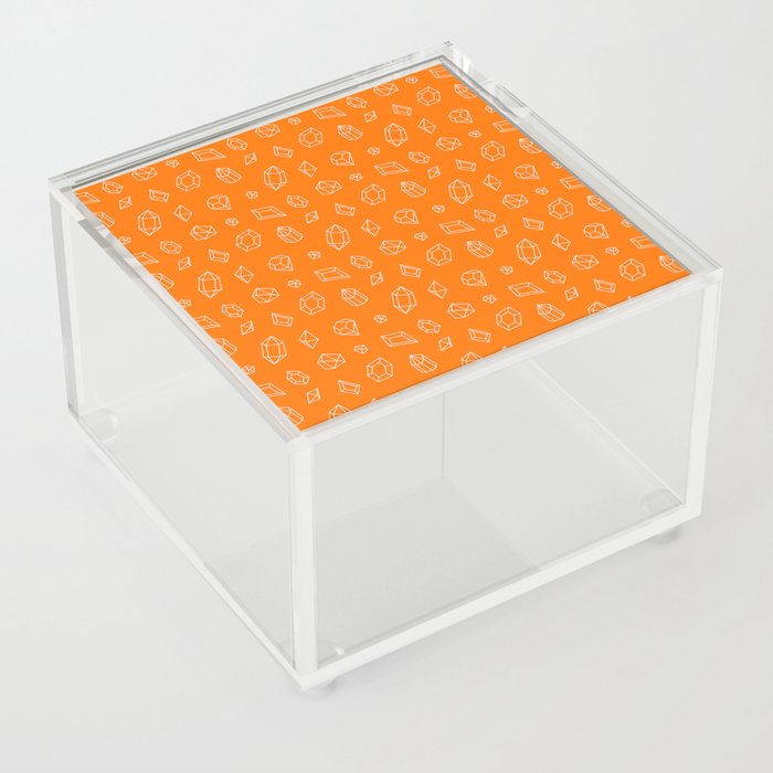 Orange and White Gems Pattern Acrylic Box