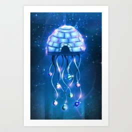 Christmas Jellyfish Art Print