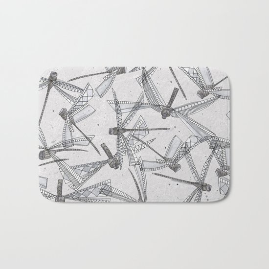 watercolor dragonflies silver Bath Mat