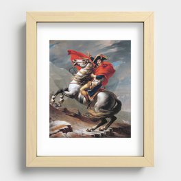 Napoleon Bonaparte at the Great St. Bernard Crossing the Alps by Jacques-Louis David Recessed Framed Print