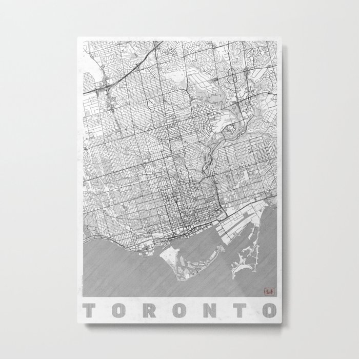 Toronto Map Line Metal Print