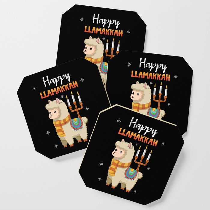 Llamakkah Llama Candles Menorah Happy Hanukkah Coaster