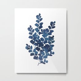 Blue watercolor maidenhair fern Metal Print | Bluefern, Illustration, Navyblue, Painting, Blueink, Watercolor, Indigo, Minimalistwatercolor, Minimalism, Minimalist 
