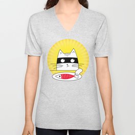 Dreaming Adventure Cat Fish V Neck T Shirt