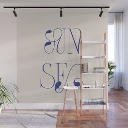 Sun Sea Typography | Summer Saying | Blue Sun Quote Wall Mural