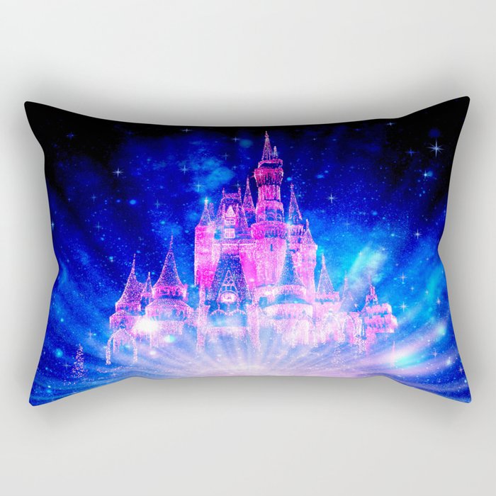 Princess Fairy Tale Enchanted Castle Pink & Blue Rectangular Pillow
