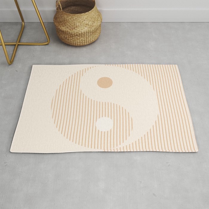 Geometric Lines Ying and Yang II in Beige Shades Rug