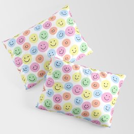 Happy Face Party (pastel rainbow) Pillow Sham